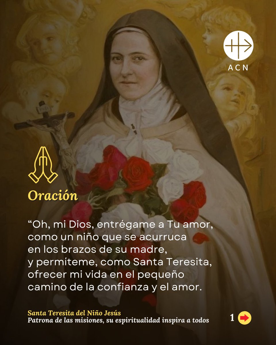 iglesiaquesufre's tweet photo. 🙏 Hoy recordamos a Santa Teresita del Niño Jesús, que nos enseñó que la santidad está en vivir con amor lo cotidiano.
✨ ¿Qué pequeños actos de amor puedes ofrecer hoy?
#SantaTeresita #FeEnLoCotidiano #AmorQueTransforma https://t.co/de0mDewyva