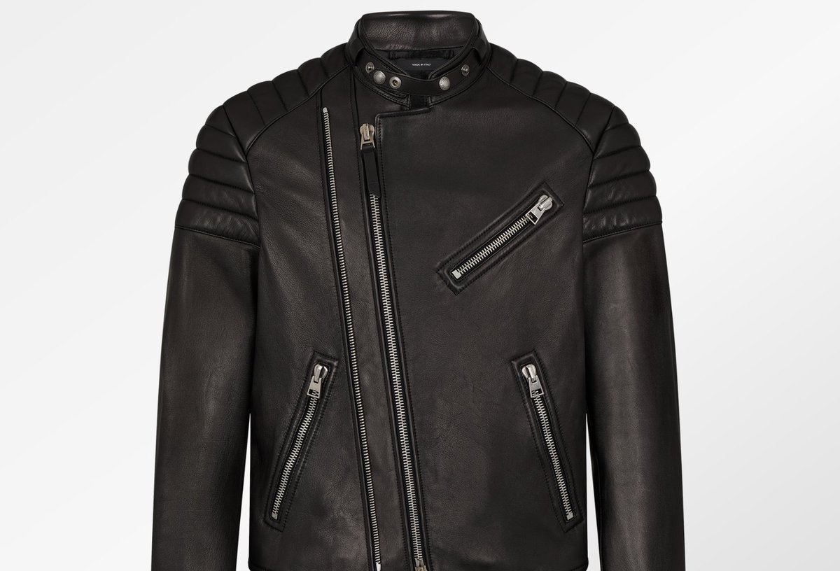 brandongorrell's tweet image. All the Jensen Huang motorcycle jacket lore in the public record

• At least one of his jackets is Tom Ford’s Grain Leather Zip Biker ($6990 - pictured)

• It&apos;s one of the only clothing items that doesn&apos;t make him itch. “This is what my wife bought me, and this is what I’m…