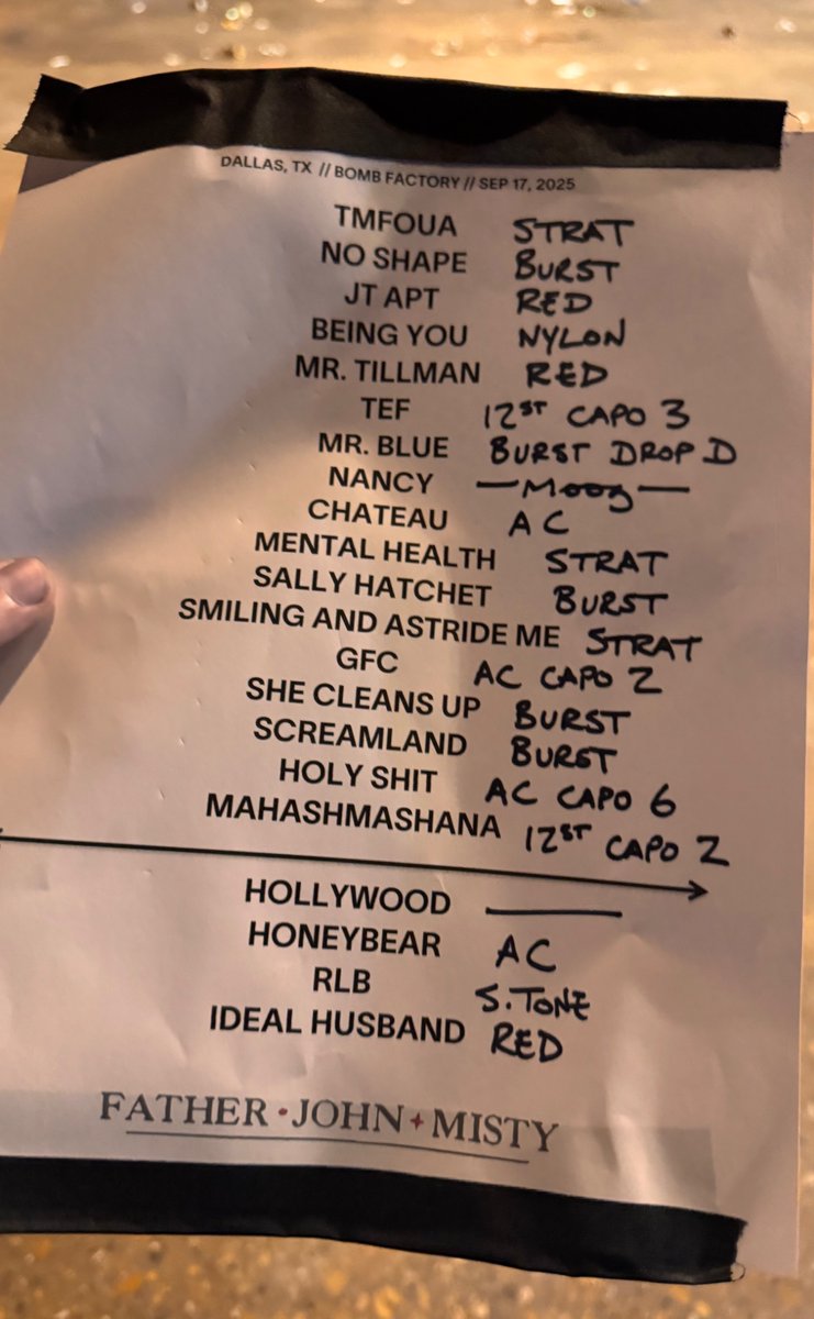 WSRecordCo's tweet image. September 17, 2025 Father John Misty at The Bomb Factory in Dallas, TX