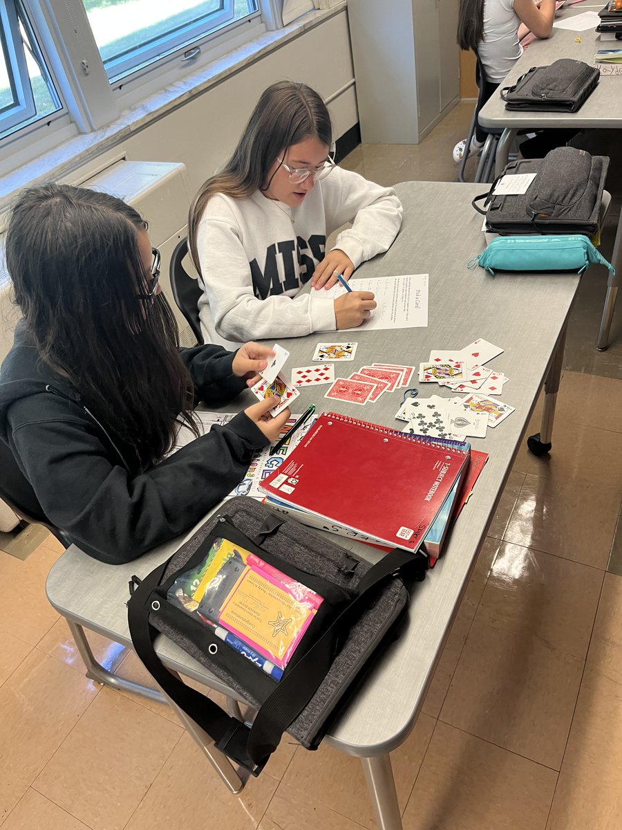 WESchools's tweet image. 🃏✨ Mrs. White's 7th graders are mastering integer addition—with a deck of cards! Red = negative, black = positive, and every draw is a fun math challenge. Who knew learning could be this engaging? #MathIsFun #IntegerAddition #7thGradeMath #HandsOnLearning