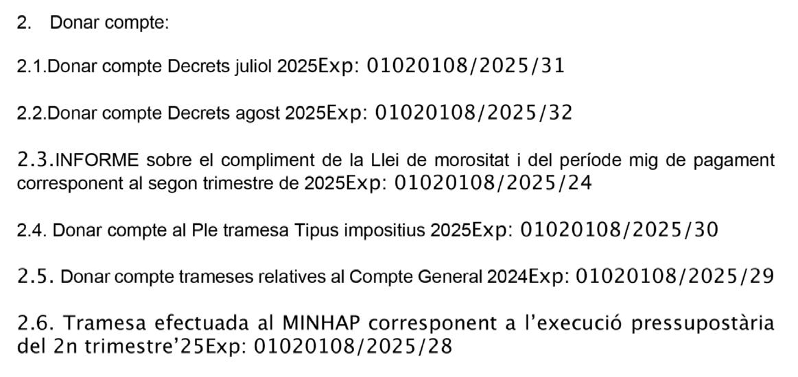 santperederibes's tweet image. Ens trobem als punts de donar compte a l&apos;ordre del dia del #pleSPRibes ordinari de setembre de 2025.