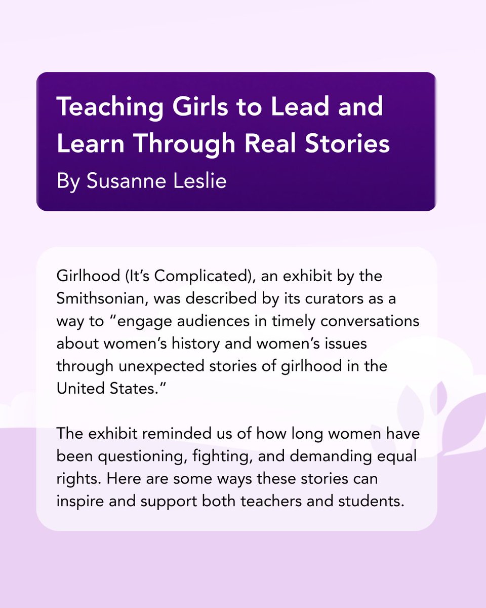 TeachingChannel's tweet image. 💡 What do a Smithsonian exhibit and a school in New Orleans have in common? Girls who question, persist, and achieve big things.

Discover how representation, high expectations, and meaningful stories can inspire your students: teachingchannel.com/k12-hub/blog/t….