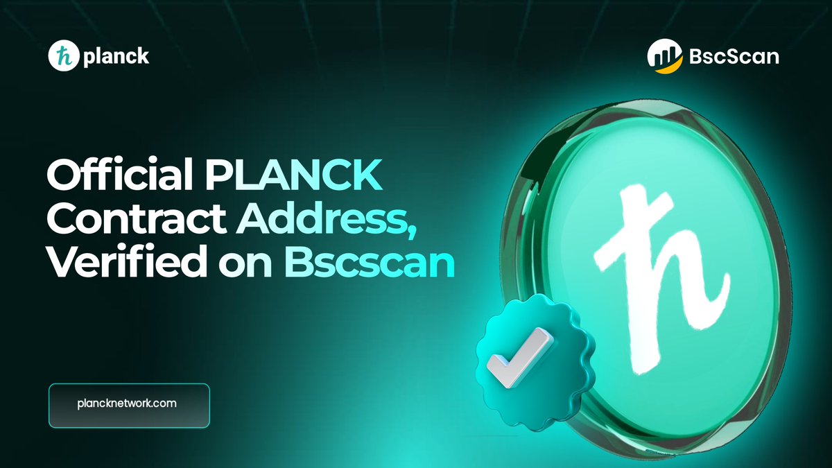 Official PLANCK Contract Address Released! 📢 The Planck Network Token  (PLANCK) is officially verified on BSC ✓ 📜 Contract Address:  0x004d50b3fc784b580531d8e8615aa96cf7fbb919 👉 Import with confidence, no  clones! 🔗 https://t.co/jEthYdCqrD ...