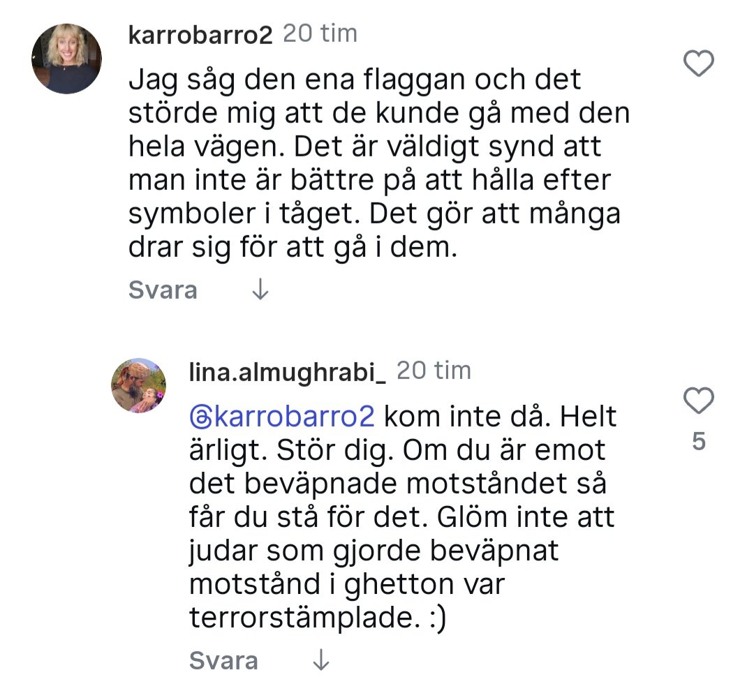 fyrtornet's tweet image. Svensk vänster möter den nya vänstern. De har en del att jobba med. Här från Tony Haddous Instagram angående terroristflaggorna som syntes i tåget i helgen.