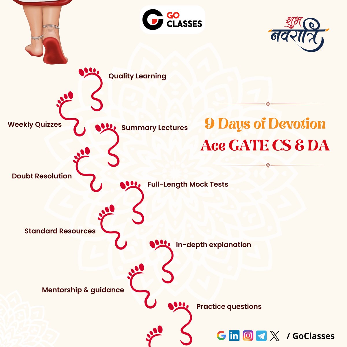 GOClasses_CSE's tweet image. Happy Navratri शुभ नवरात्रि ! 🙏
Dedicate this festive season to ace GATE CS & DA with Go Classes.
Unlock your full potential with quality learning, full-length mock tests, and expert guidance.
#HappyNavratri #GOClasses
#GATECSE #GATEDA #AceGATE
Follow us: @GoClasses_cse