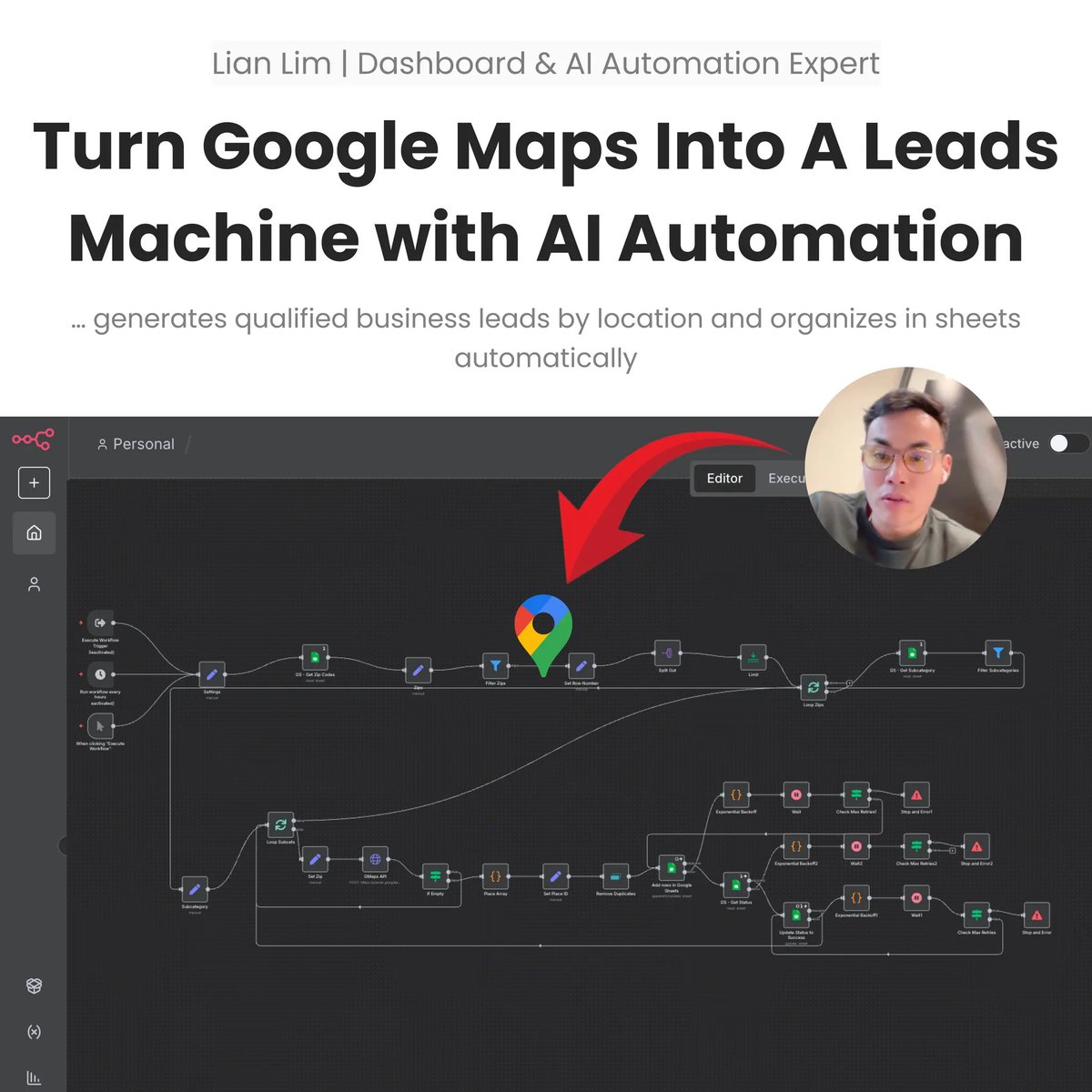 dashboardlim's tweet image. I just finished creating a Google Maps Lead Generation (AI automation) guide

that helps you generate qualified and professional leads from Google Maps using n8n 

Want this AI Workflow + Guide FREE?

👉 RT + Like &amp;amp; Comment "LEADS" and I'll DM it to you now

(Must be following)