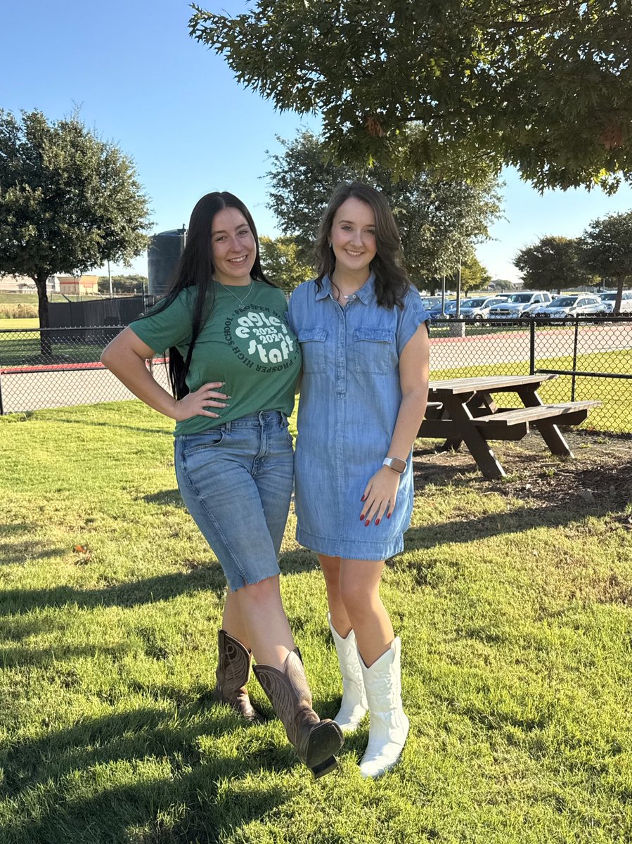 Denim duo for Chicken Fried Day 👖👗 #Homecoming #ProsperProud <a href="/ProsperHS/">Prosper High School</a>