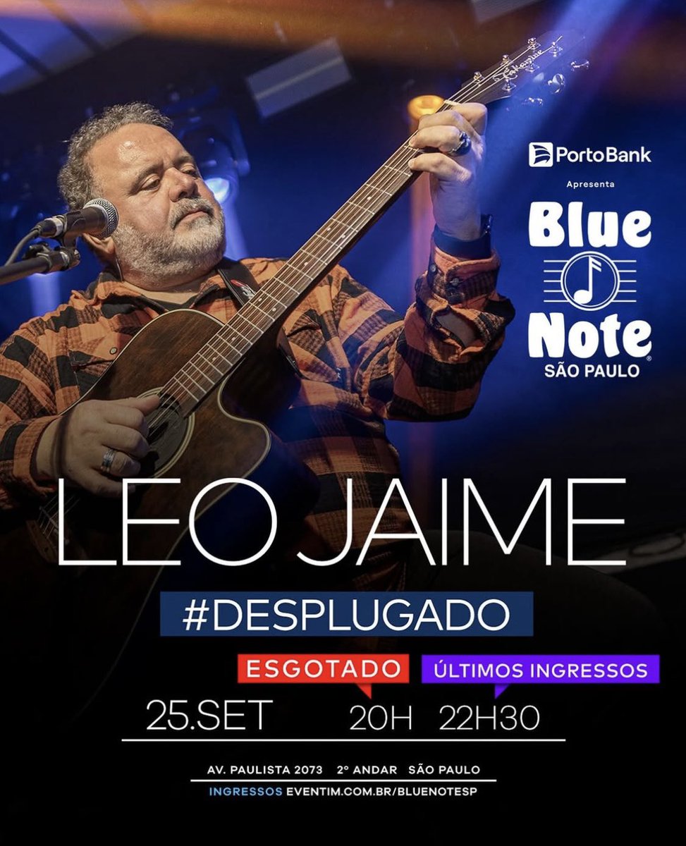 Alô, São Paulo! Na próxima quinta tem #Desplugado no palco do Blue Note SP.  Últimos ingressos disponíveis! Bora!