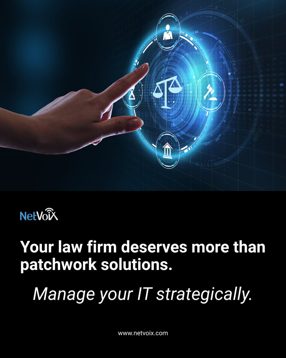 netvoix's tweet image. Patchwork IT = downtime + stress.
Your law firm deserves better.

👉 Ready for IT that’s strategic, not reactive?

#NetVoiX #ManagedIT #LawFirmSolutions