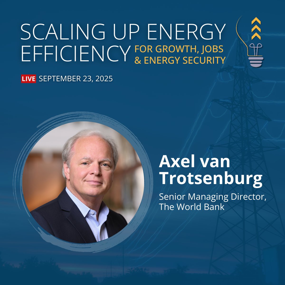 WBG_Climate's tweet image. Energy efficiency can help countries #PowerMoreWithLess.

Join us TODAY, Sept 23, 10 AM ET, as @AxelVT_WB shares a high-level perspective on how countries can seize this opportunity to drive growth, create jobs &amp;amp; strengthen energy security.

🔗 wrld.bg/O68j50X0BBv
#ESMAP