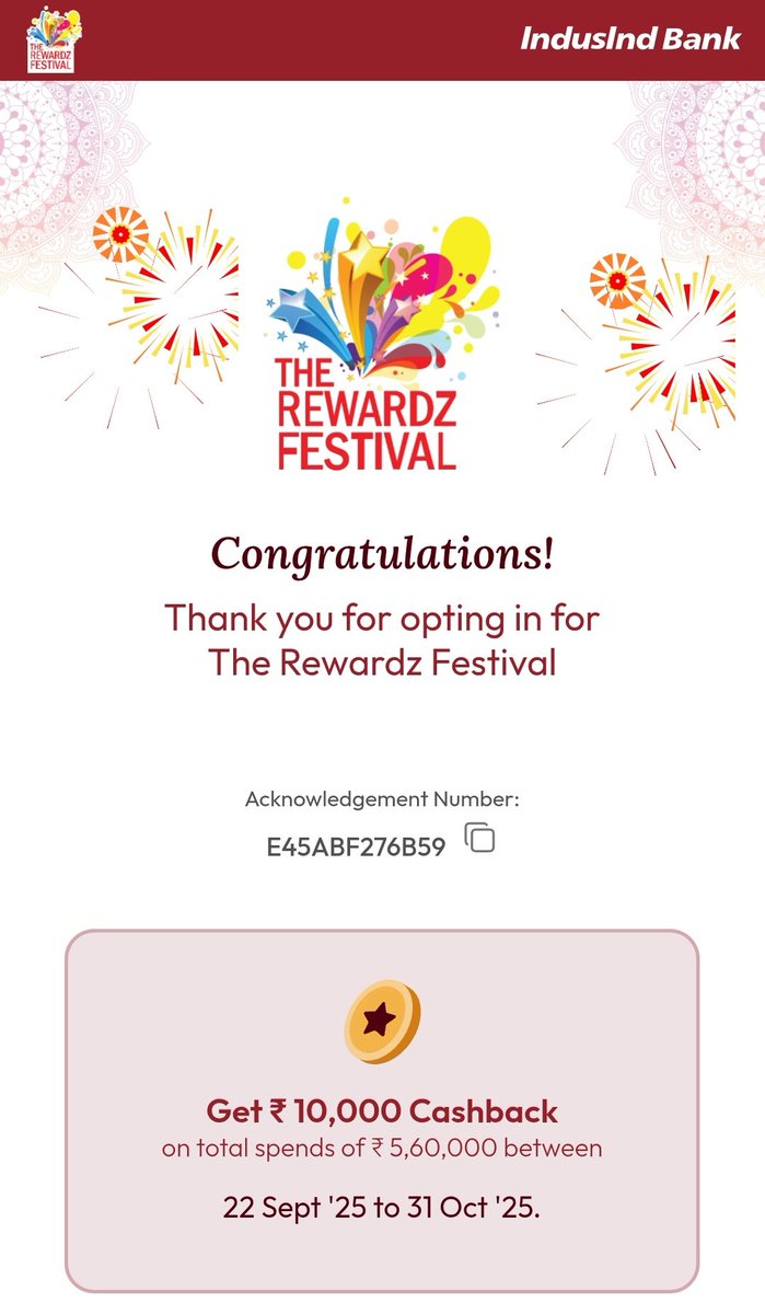 IndusInd Rewardz Festival is back! ✨💳