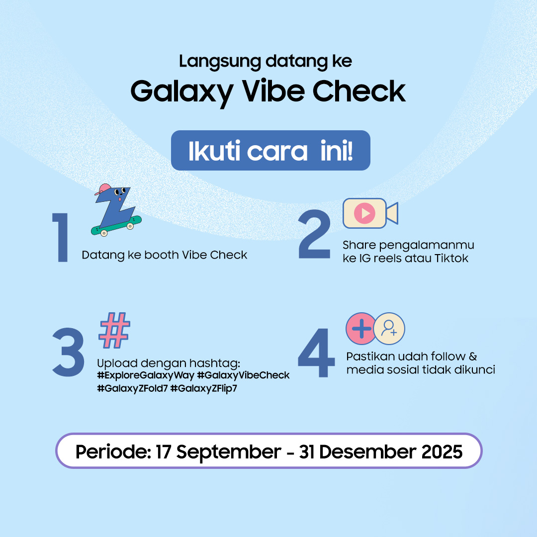 Buat kamu yang mau ke JEJU! Iya, kamu😉 Yuk, langsung aja ikutan #GalaxyVibeCheck!

Langsung cek postingan ini buat tau caranya. Info lengkapnya klik di smsng.co/SnKGalaxyVibeC…

Coba tag temen kamu biar ikutan juga⬇️
#ExploreGalaxyWay #GalaxyZFold7 #GalaxyZFlip7
