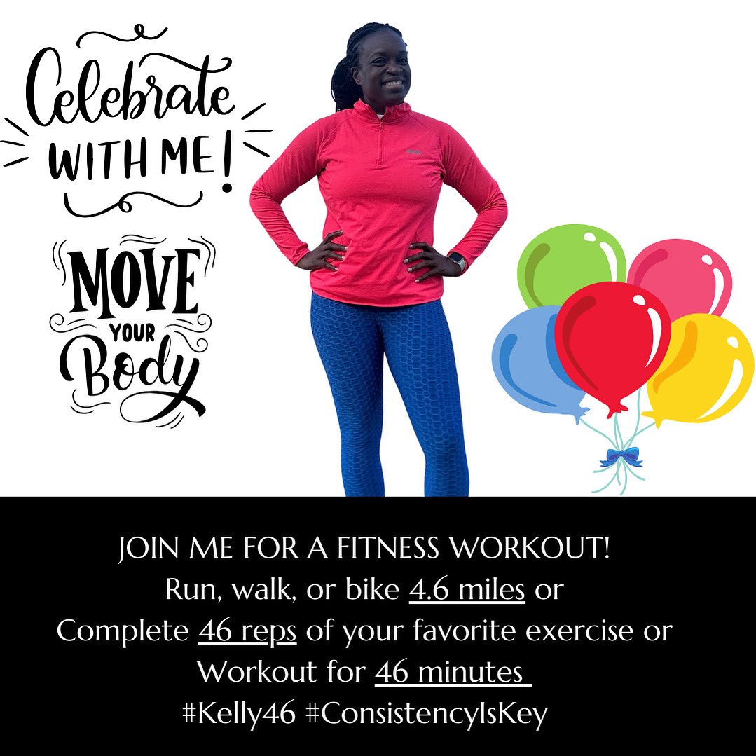 DrKKelly's tweet image. ✨ Tomorrow (9/24) is my 46th birthday! ✨
I’d love for you to celebrate with me by moving your body.
✔️ Run, walk, or bike 4.6 miles
✔️ Complete 46 reps of your favorite exercise
✔️ Or workout for 46 minutes
Let’s do this together! 🎉
#Kelly46 #ConsistencyIsKey