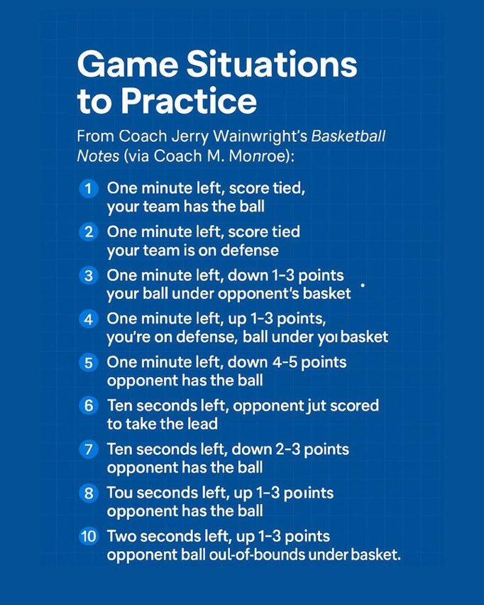 COACHES: Here is a valuable tool heading into the season of every game situation that you should be working on from <a href="/CoachLync/">CoachLync</a> 

Don’t be upset when your players don’t have the proper tool for a a situation if you didn’t give the it to them 

What you water will grow