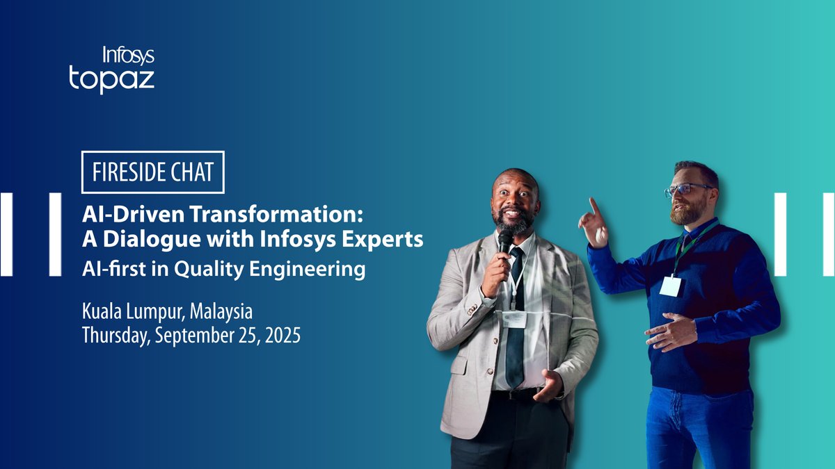InfosysEvents's tweet image. Thrilled to introduce our panelists for fireside chat session at #AIfirstQEMalaysia2025.
Explore how AI is driving innovation and transforming industries.
Know more: infy.com/4233x6D

#InfosysTopaz #InfyTesting