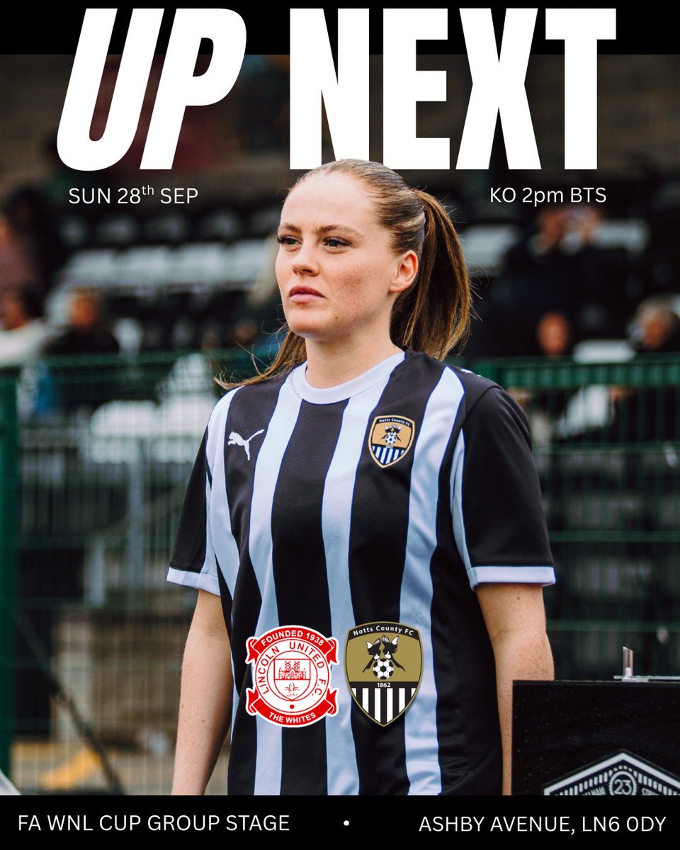 UP NEXT: FA WNL Cup Group Stage! ⚽️ We’re on the road this Sunday to face Lincoln United at Ashby Avenue. Kick-off is 2pm BST. 

#achieve #inspire #aspire #coyp