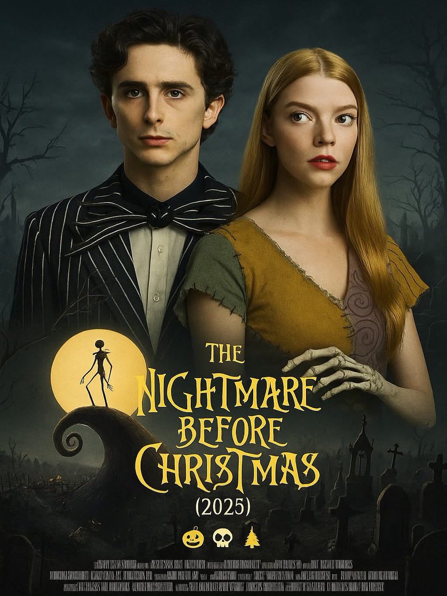 The Nightmare Before Christmas (2025) brings a darker yet enchanting tale that bridges two worlds—Halloween Town and Christmas Town—once again.

🎥: #thenightmarebeforechristmas 
#TimothéeChalamet, #AnyaTaylorJoy, #BenedictCumberbatch