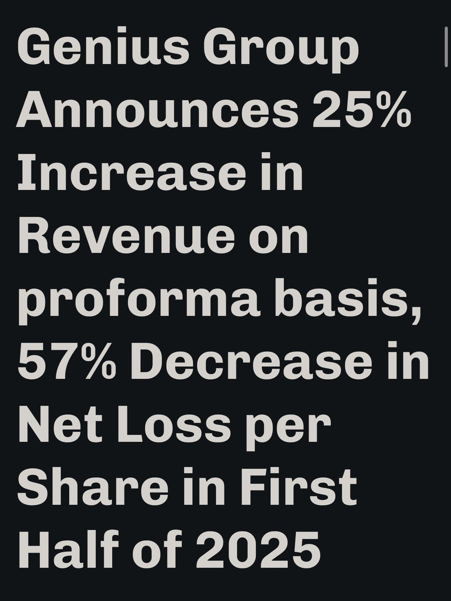 Genius Group $GNS H1 results are out - Proud of the team to have increased market cap 600%+ in 6 months. Despite the attempted actions against us by bad actors, we have come back so much stronger. And we're just getting started... 

Full PR - ir.geniusgroup.net/news-events/pr…

Roger
