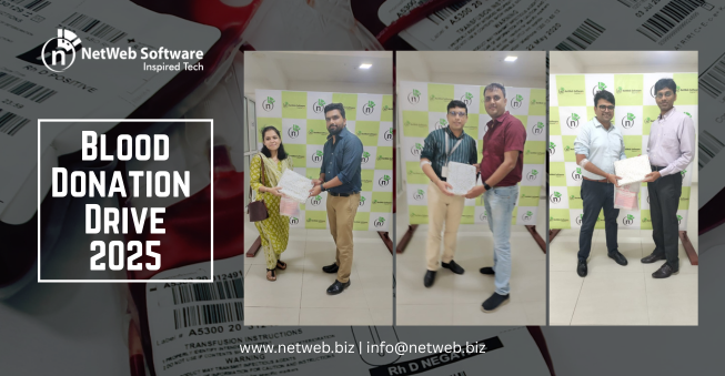 netwebsoftware's tweet image. The Blood Donation Drive 2025 united employees, families, and friends for a cause beyond ourselves—saving lives. 🩸 Every drop made a difference. 💙 Grateful to all donors and volunteers for their support. 👉 Full story: bit.ly/4mFLn2o #NetWebCares
