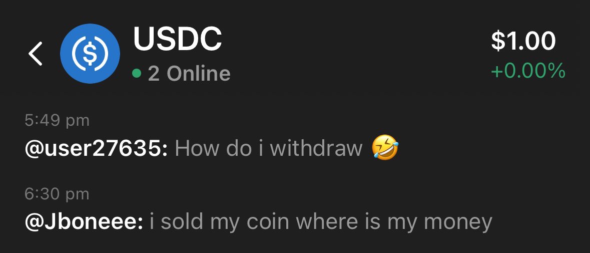 Just checked the “USDC chat” on phantom wallet 😭💀