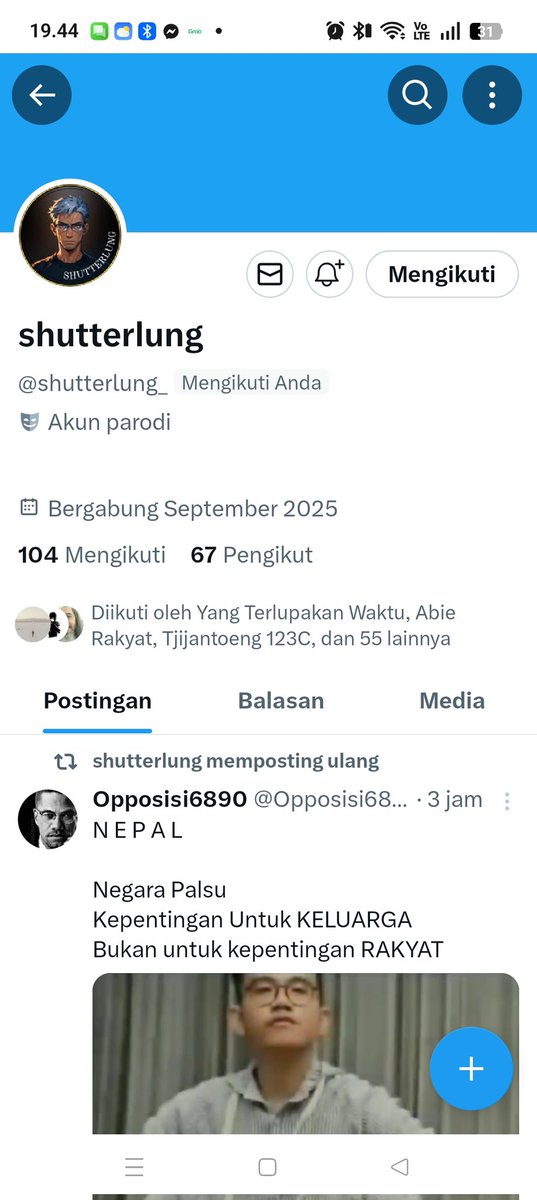 Silahkan follow akun ini 
👉 <a href="/shutterlung_/">shutterlung</a> 
Bantu RT ya gaes 
Thanks 🤝😇