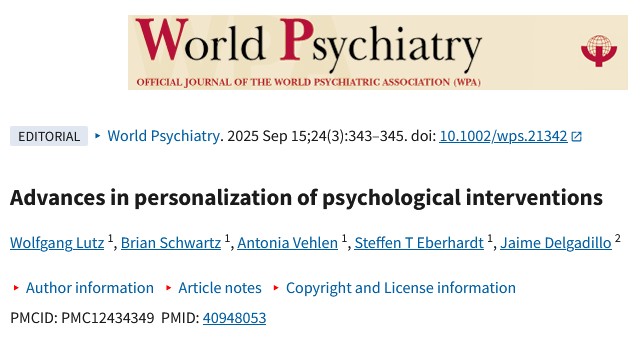 Out now in World Psychiatry. We <a href="/LutzPsychRes/">Wolfgang Lutz</a> discuss advances in personalized psychotherapy, the generalizability of models, the need for prospective studies and clever designs such as SMART trials, and the incorporation of new technologies such as LLMs.

pmc.ncbi.nlm.nih.gov/articles/PMC12…