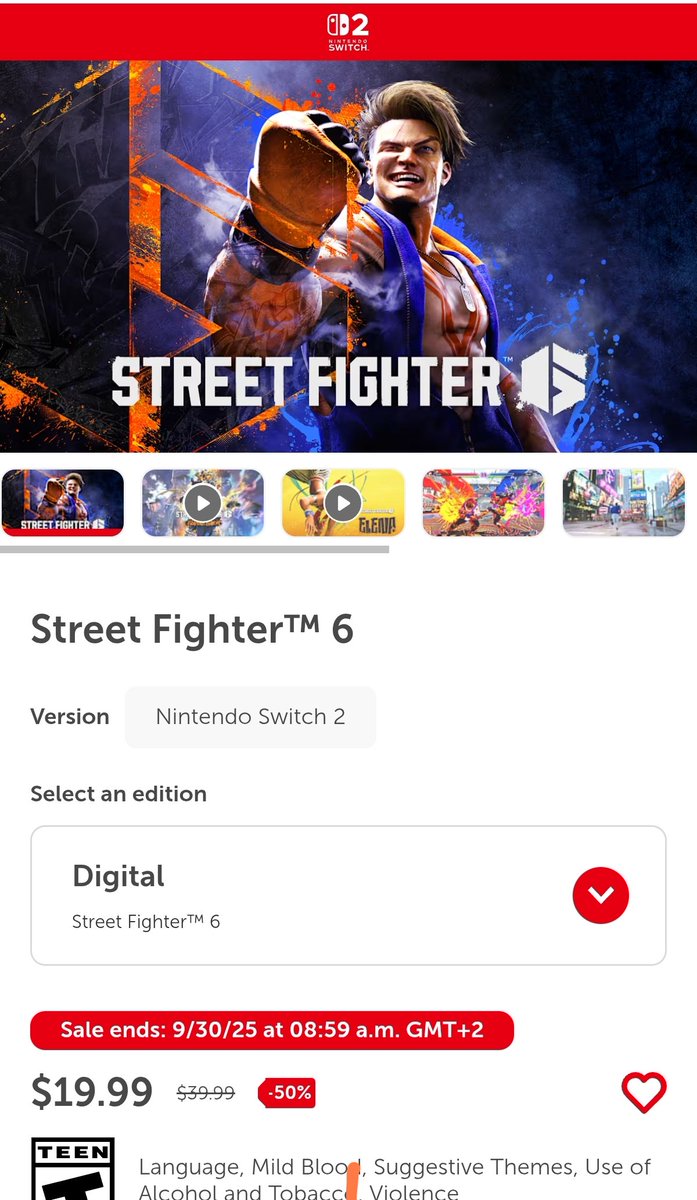 Se anuncia #streetfighter6 a 20$ en eshop USA.
Automáticamente <a href="/Pantxo_rvr/">Pantxo</a> y yo decimos que a ese precio aqui también lo comprariamos. 
Qué prefiere <a href="/Capcom_Es/">Capcom España</a> ?
0 compradores por 40€ o 2 por 20?

Con tanta oferta quizá sea un nuevo tipo de mercado, que le pregunten a Silksong
