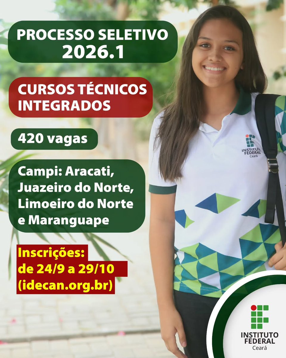 IFCE abre 420 vagas em cursos técnicos integrados gratuitos

portal.ifce.edu.br/noticias/ifce-…