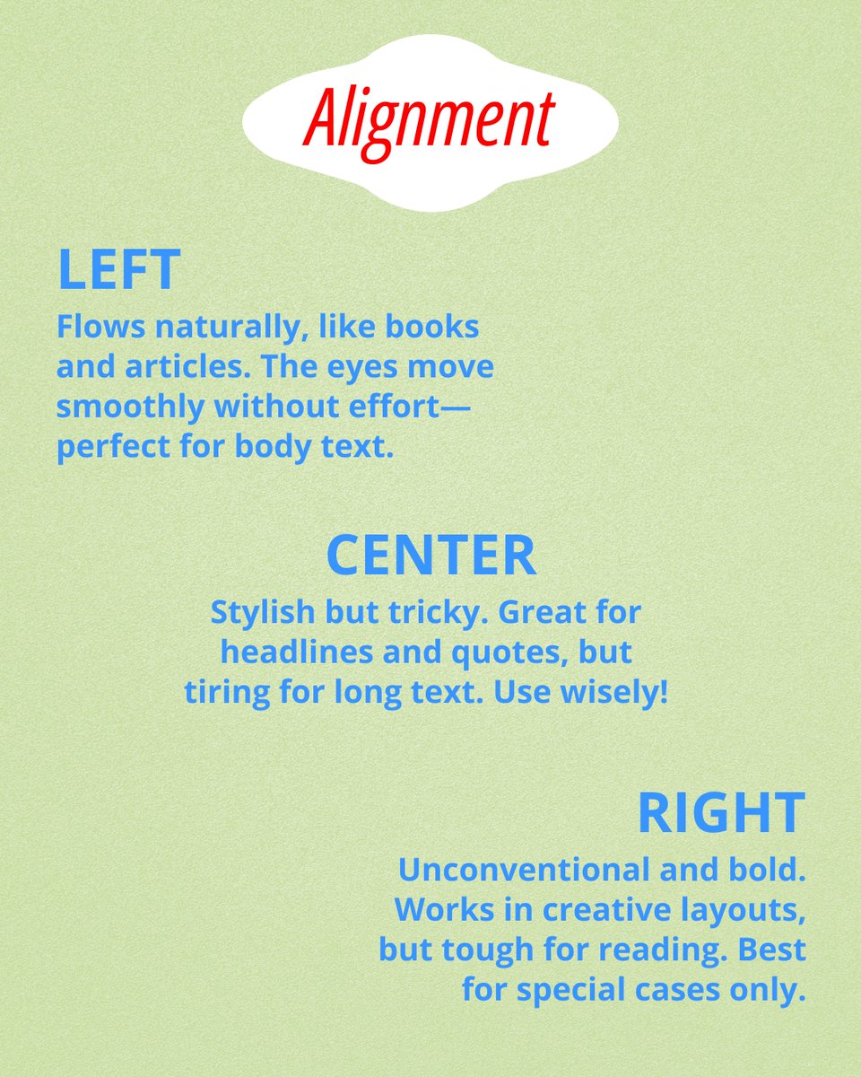 AmadineApp's tweet image. Mastering text formatting can transform any design from messy to polished. Swipe through to explore 5 key principles every designer should know.
Which principle do you pay the most attention to when formatting text?

#AmadineApp #TypographyDesign #TextFormatting  #VisualHierarchy