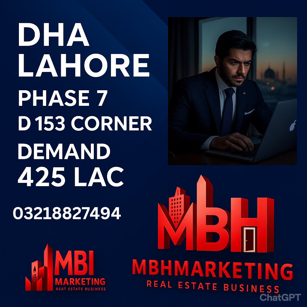 mbhmarkeeting's tweet image. 📍 DHA Lahore – Phase 7
✨ Corner Plot – Prime Location ✨
Plot No: P-153
Demand: 425 Lac
✅ Ideal Investment Opportunity
✅ Secure &amp;amp; Prestigious Location

#DHALahore #Phase7 #CornerPlot #LuxuryLiving #PrimeLocation #InvestmentOpportunity #RealEstatePakistan #InterLink
#Twitter