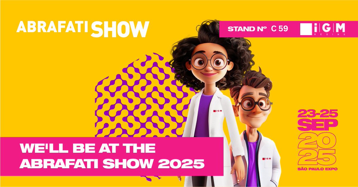 It’s D-Day! Abrafati Show 2025 is officially starting in São Paulo.

Visit us at booth C59 and discover iGM Resins’ latest innovations and sustainable solutions.

See you there!

abrafatishow.com.br/detalhes-empre…