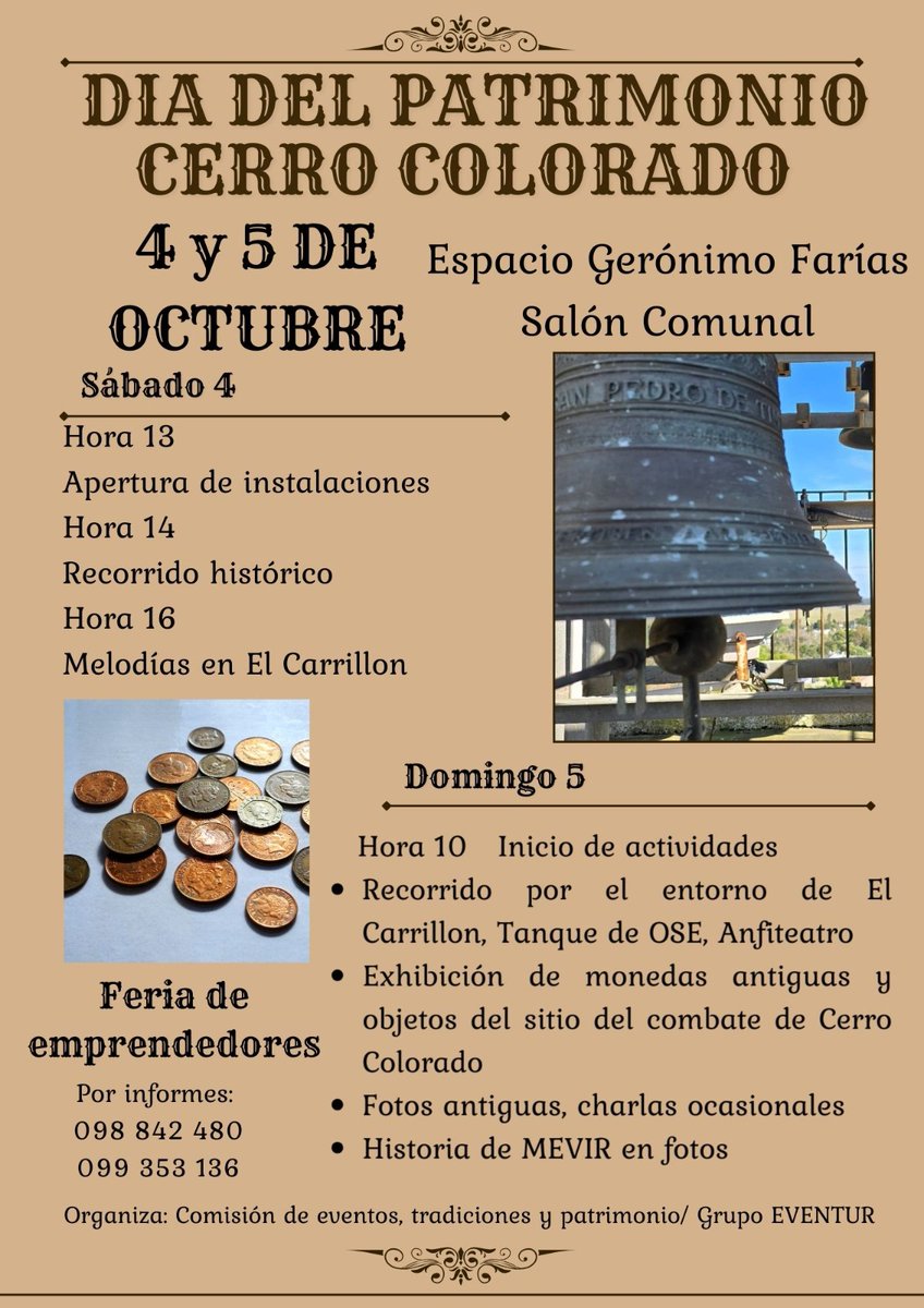 Porque amamos nuestro lugar y nuestras cosas!!! Porque tenemos edificios únicos, aunque no tengan el cuidado que merecen!!! Este 4 y 5 de octubre te invitamos a vivir Nuestro Patrimonio!! Cerro Colorado te espera...<a href="/MEC_Uruguay/">Ministerio de Educación y Cultura</a>