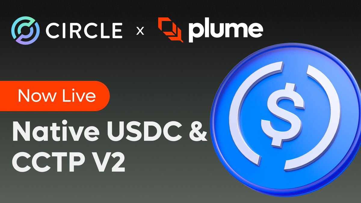 Now Live: <a href="/USDC/">USDC</a> &amp; CCTP V2 on Plume.

For the world’s largest RWA community (200K+ users), the wait is over.