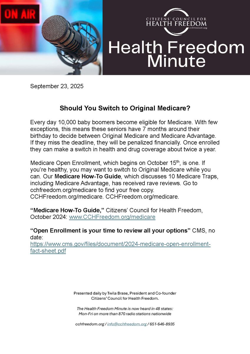 Health Freedom Minute | Listen to today's HFM audio on CCHF's homepage: cchfreedom.org