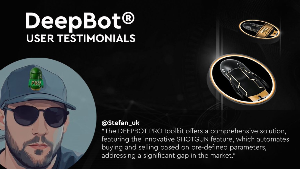 DeepBot_'s tweet image. DeepBot User Testimonials
@Stefan_uk
Are you employed full-time, managing family obligations, or facing other time constraints that limit your engagement in the cryptocurrency market, specifically when seeking high-growth opportunities in both meme coins and utility-based…