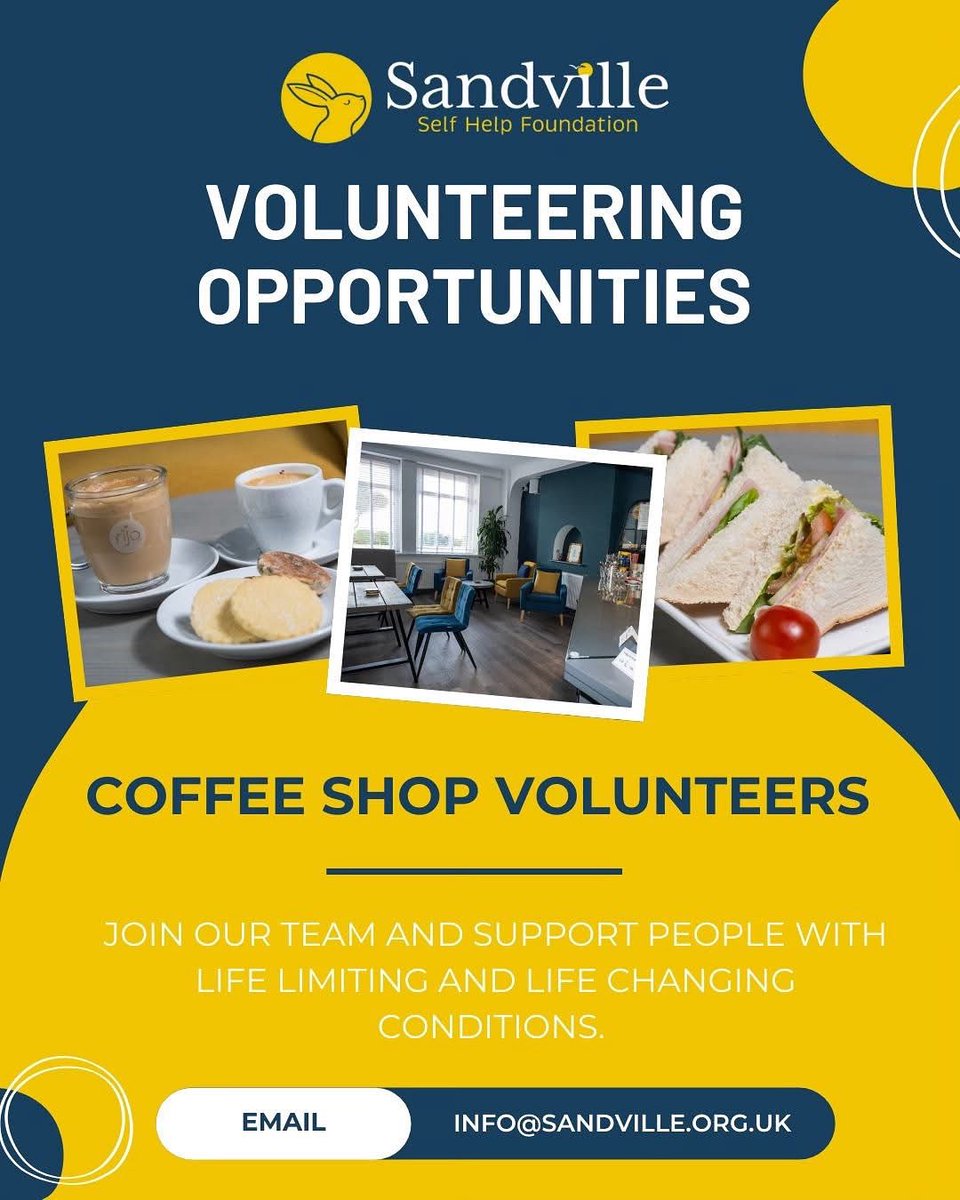 ☕ Volunteer with us! ☕

Join our friendly coffee shop team – meet new people, serve drinks, and be part of the community.

✨ No experience needed, training provided

📅 Flexible shifts, just a few hours a week

✉️ info@sandville.org.uk | 📞 01656 743344

#VolunteerOpportunity