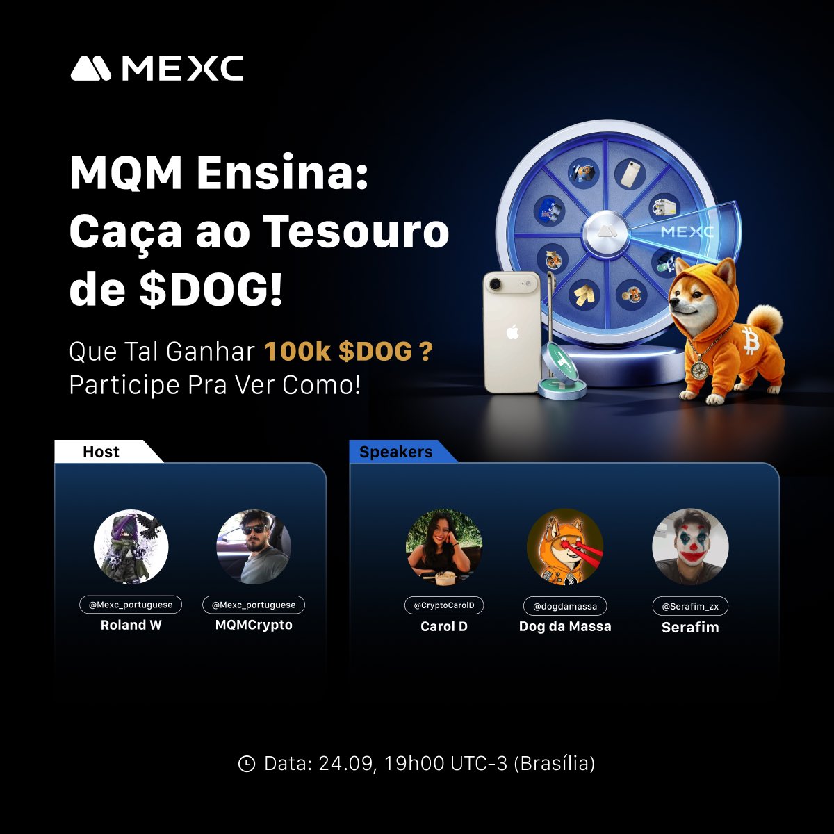 mexc_portuguese's tweet photo. 🎙️MEXC x @mqmcrypto 🎙️

Quarta que vem, o MQM vai passar o racional e mostrar como ganhar 100k de $DOG aqui na MEXC!

E tem mais 100 USDT de bônus!
- Poste sua pergunta
- Siga a gente!
- Marque dois amigos!

As quatro melhores perguntas vão ganhar 25 USDT cada! 

Participe!
👉 https://t.co/x40m7Mn7aC