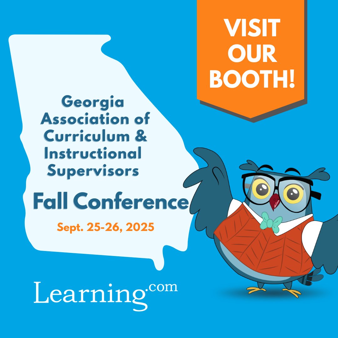 learningdotcom's tweet image. 📚 Headed to the Georgia Association of Curriculum &amp;amp; Instructional Supervisors conference Sept. 25-26? Stop by booth 55 to say hi! Our team will be there to connect, share resources, and talk about how we can support your students’ #futureready skills. 

 hubs.ly/Q03JB59h0