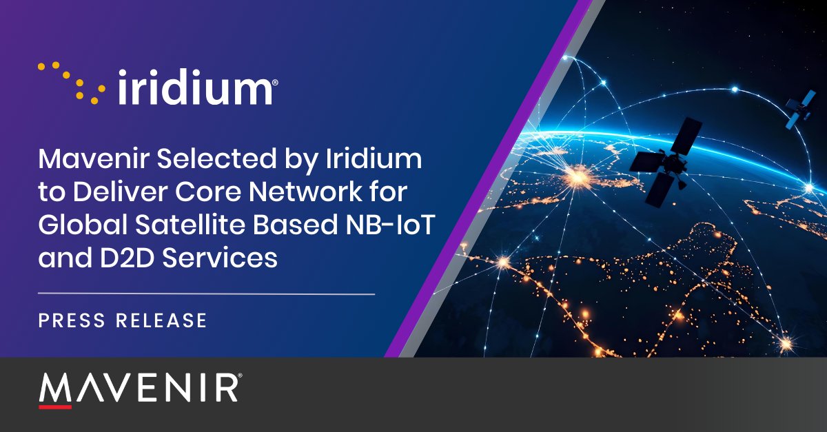 Mavenir's tweet image. Mavenir’s Converged Packet Core selected to help enable – 3GPP based Direct-to-Device (D2D) services for global voice and data satellite communications provider – Iridium Communications Inc. na2.hubs.ly/H01fD3T0

@IridiumComm #NTN #NTNIOT #NonTerrestrialNetwork #PacketCore