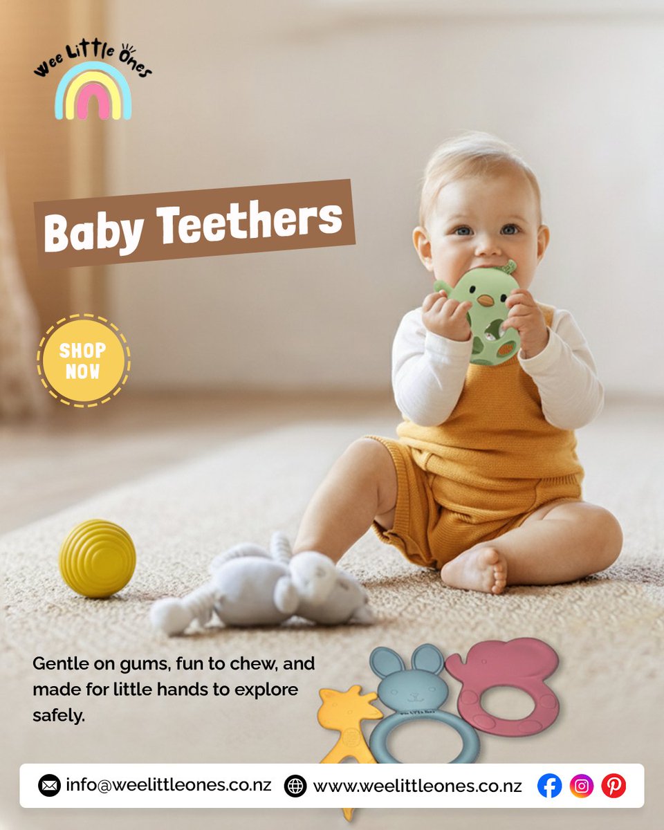 weelittleonesnz's tweet image. Discover soothing relief for your little one with #𝐁𝐚𝐛𝐲_𝐓𝐞𝐞𝐭𝐡𝐞𝐫𝐬 from @weelittleonesnz ! 🌸 Designed with love, these safe and soft #Baby Teethers calm sore gums while keeping your baby happy.

🌐 weelittleones.co.nz

📞 +6421115 9692

#babyteethers #teethingbaby