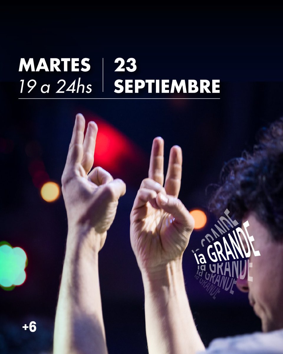HOY ES MARTES DE LA GRANDE
————————————
19:00 Puerta
20:00 La Grande feat. Carla Calasanz
21:00 Villa Diamante 
22:00 JAM de la Grande 
23:00 Villa Diamante
00:00 FIN

➡️ 23.9
Santos Dumont 4040 - Chacarita -
🕗 19 a 24 hs
Tickets en bit.ly/MartesdeLaGran… 
#LaGrande15años