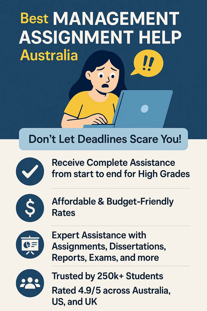 SampleAssignm's tweet image. Struggling with complex case studies & deadlines? Get the Best Management Assignment Help Australia from Sampleassignments today! 📚✅ Ace your grades with expert guidance.
#ManagementHelp #Australia #AssignmentHelp #Students 
Visit - shorturl.at/nZAMf