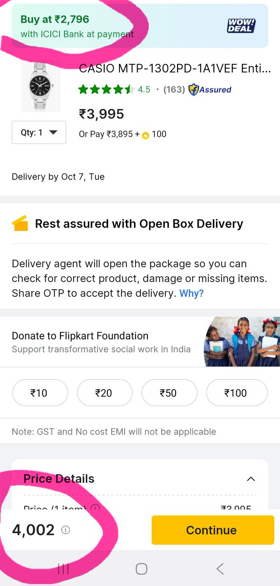 readavi's tweet image. Hey @Flipkart, is it a scam? Buy button showing Rs 2871, when I click it next page showing Rs. 4002. What is this?