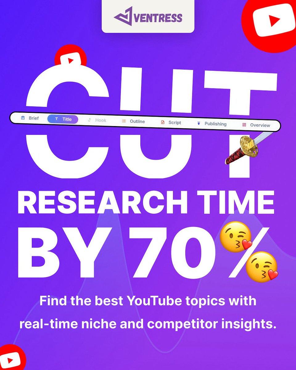 RocketHub's tweet image. 🚀 Stop wasting hours on research. With Ventress, you can cut research time by 70% and discover the best YouTube topics instantly.
✨ Smarter insights. Faster growth.

👉 Available now on RocketHub.

#youtubetools #contentcreators #rockethubdeals #saas #youtubestrategy