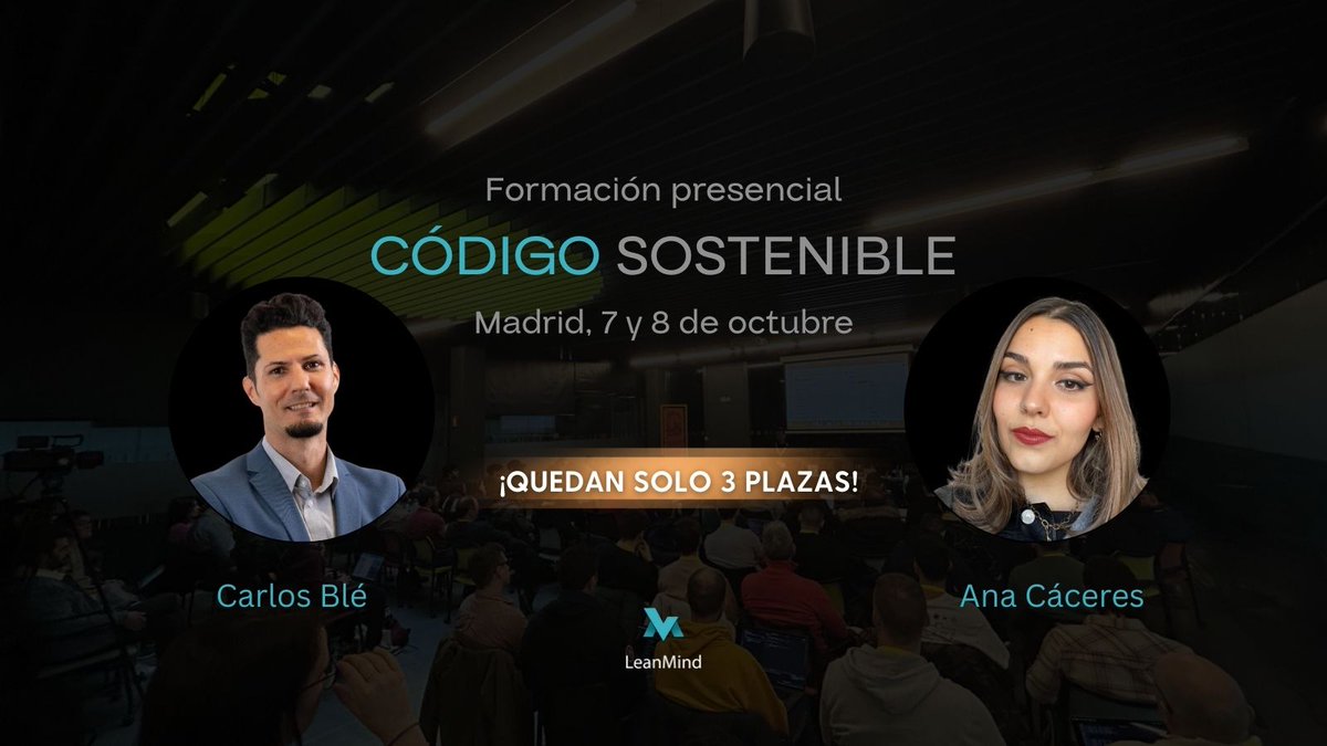 Lean Mind (@leanfulness_es) on Twitter photo 💫Quedan solo 3 plazas para el curso Código Sostenible (7 y 8 oct, Madrid).
No es una táctica, es la verdad, cerramos inscripciones en breve🚀
Si aún lo estás pensando, ojalá te animes
Queremos verte allí 😉👇
subscribepage.com/codigo-sosteni…
<a href="/carlosble/">Carlos Blé</a> <a href="/AnadlCaceres/">Ana Cáceres</a> <a href="/nextdigitalhub/">NEXT DIGITAL</a> 💫Quedan solo 3 plazas para el curso Código Sostenible (7 y 8 oct, Madrid).
No es una táctica, es la verdad, cerramos inscripciones en breve🚀
Si aún lo estás pensando, ojalá te animes
Queremos verte allí 😉👇
subscribepage.com/codigo-sosteni…
<a href="/carlosble/">Carlos Blé</a> <a href="/AnadlCaceres/">Ana Cáceres</a> <a href="/nextdigitalhub/">NEXT DIGITAL</a>