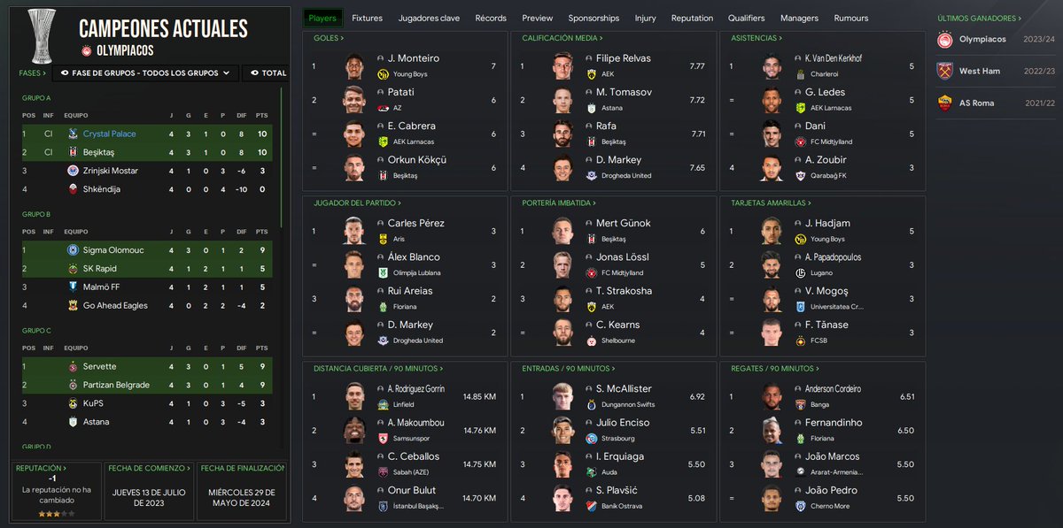 Sheeecko's tweet image. Comenzare el RETO SIR ALEX FERGUSON de @vinales_pablo que tenía muchas ganas de realizar y me ha tocado el @CPFC. 

Oliver Glasner despedido 3 días antes así que veamos qué tal nos va con este gran desafío donde también competiremos en Conference League. 

#FM24 @FMSite