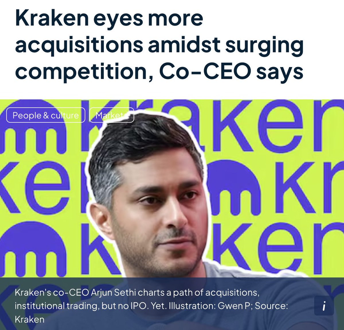 (1) <a href="/krakenfx/">Kraken</a> co-CEO Arjun Sethi doesn’t suffer from FOMO. 

And taking the $15 billion crypto exchange public isn’t any different. 

“If we were a part of what I call the pack of companies that have FOMO to go public, then we would have already filed,” he told DL News in an