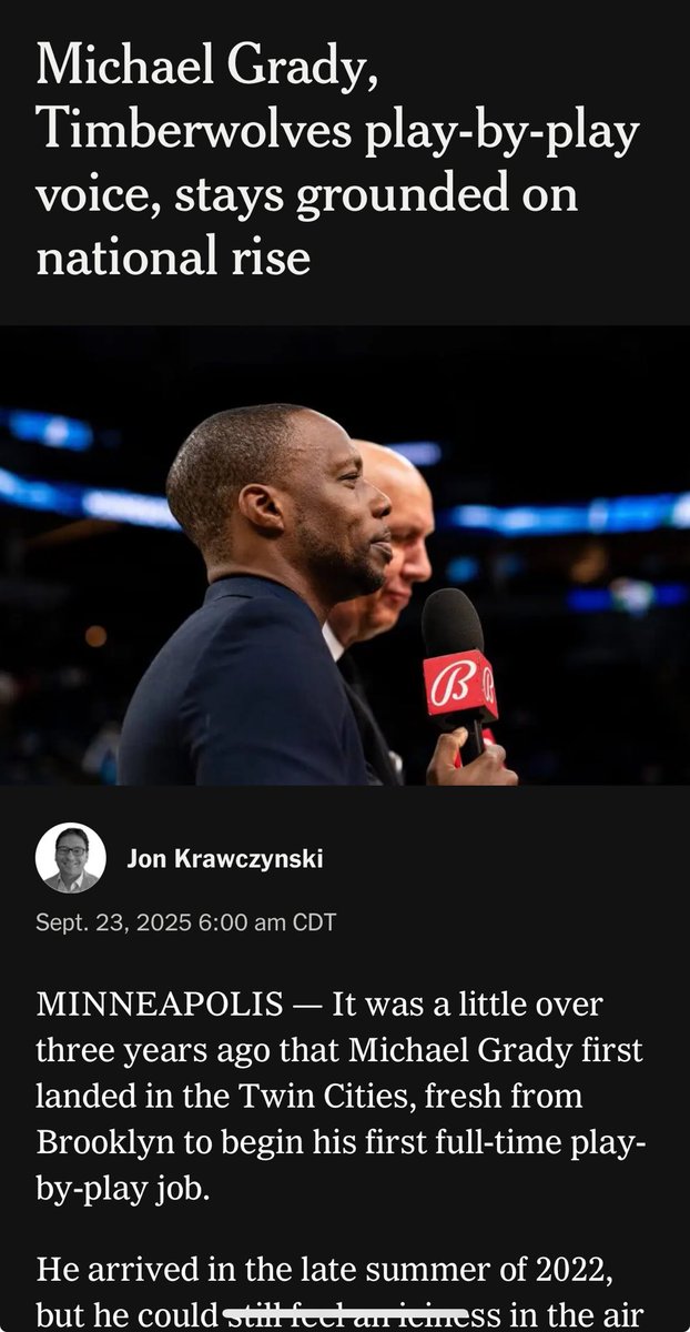 JonKrawczynski's tweet image. Michael Grady won the crowd in Minnesota. As he prepares to fully ascend to a national stage, he does so while looking to hold on to his Timberwolves roots. 

Link below on how he stays grounded through the rise: 👇👇👇