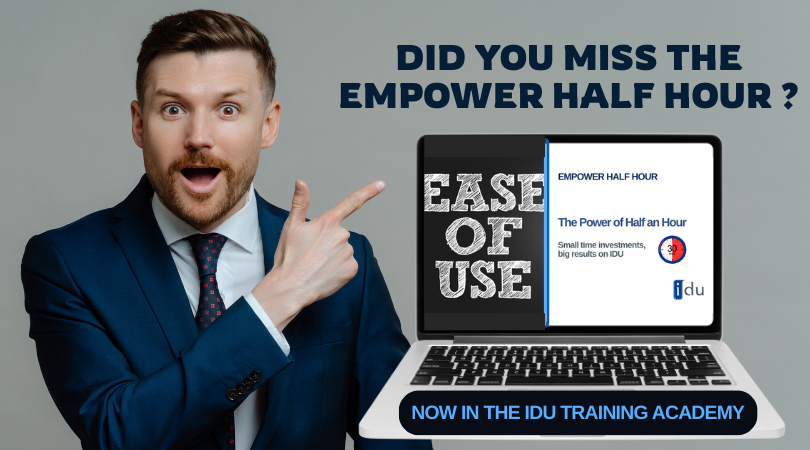 iduSoftware's tweet photo. Couldn’t make it live? The latest Empower Half Hour is now in the Training Academy. In just 30 minutes, learn 20 practical ways to streamline your setup, boost efficiency, and save valuable time. Watch on demand now. #IDU #TrainingAcademy #EmpoweringFinance https://t.co/jmjyypmyYj