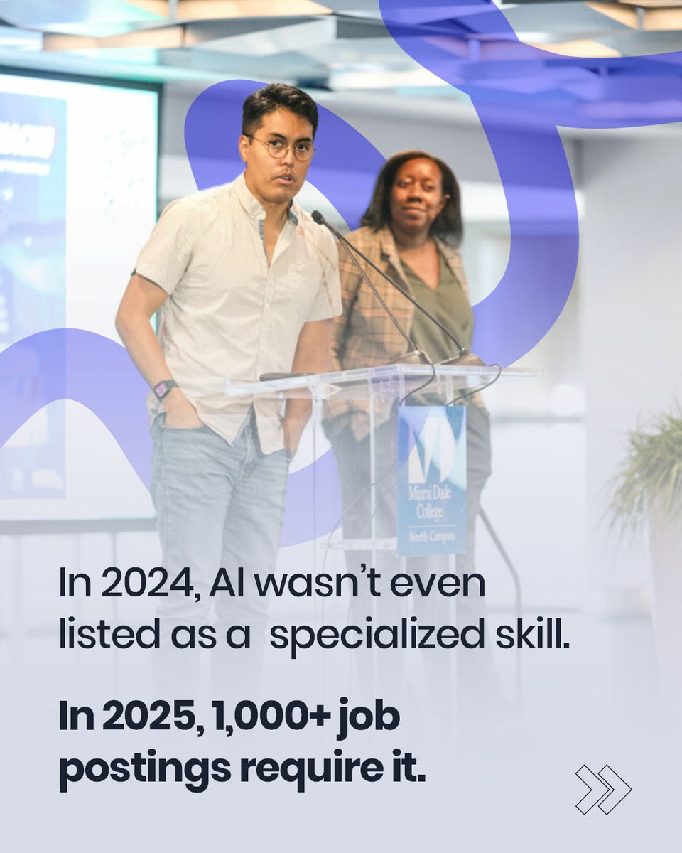 refreshmiami's tweet image. Miami’s tech talent pipeline is growing stronger every day 💪
Through Miami Tech Works, more than 3,000 people have been trained for in-demand jobs, and nearly 500 have already landed tech roles.
With AI now a must-have skill across industries, programs like the EPIC Challenge…